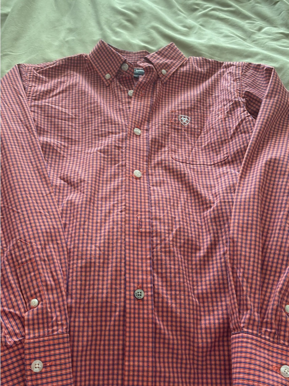 Ariat pro series boys Red Plaid Button-Down Shirt
